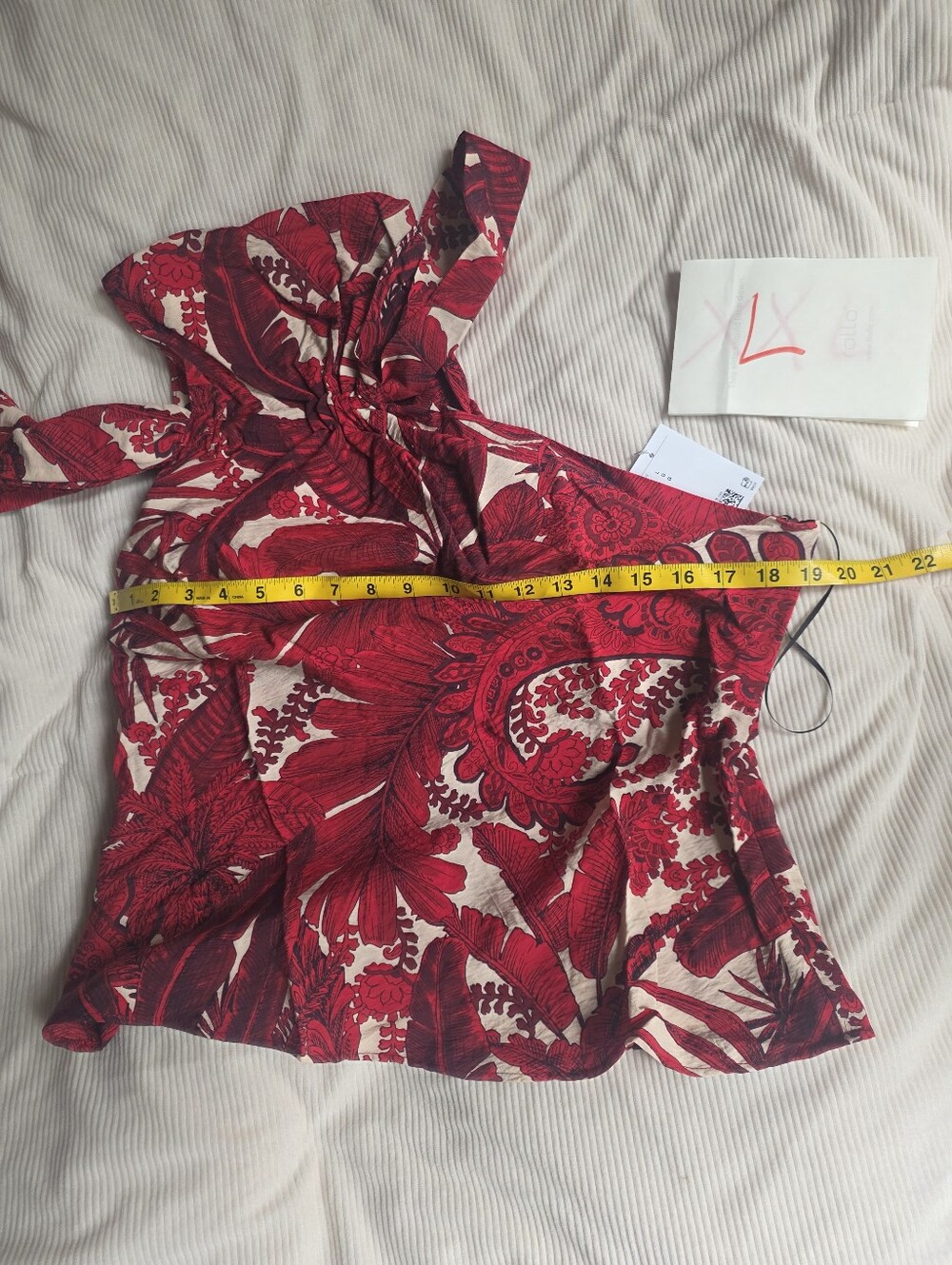 H&M Strap-detail One-shoulder Top Floral Red Paysley Bnwt - Picture 9 of 16
